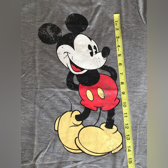 Disney Mickey Mouse Gray Short Sleeve Fitted T-shirt Scoop Neck Women sz Large - Picture 16 of 16